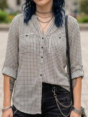Checkered sheer blouse